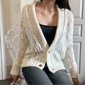 Vintage Fall Off White Buttons Down Cardigan Size S